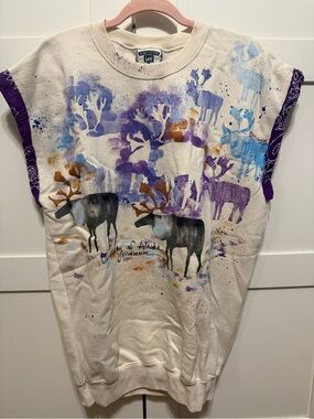 Lee Cream Graphic Moose Sweatshirt with Purple Trim